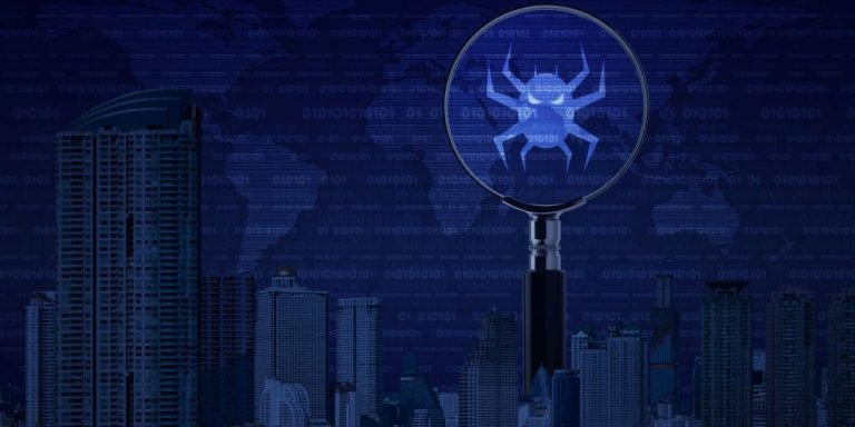 Malware-magnifier-city-world