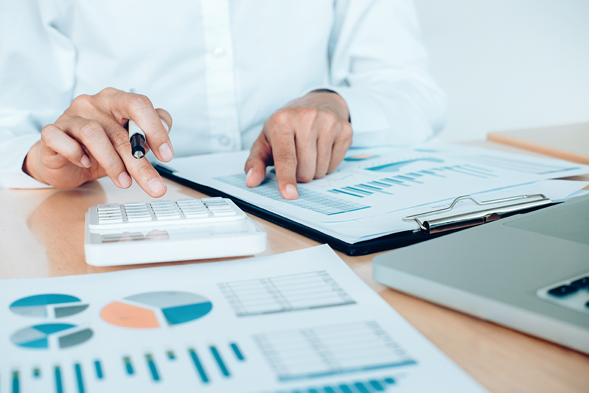 Finances Saveing Economy concept. Female accountant or banker us